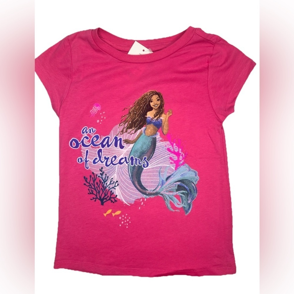 Disney The Little Mermaid Girls Short Sleeve Summer Pink  T-shirt choose size